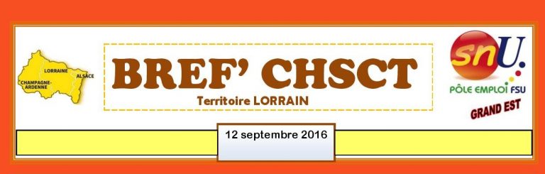 Bref’CHSCT Territoire Lorrain du 12 septembre