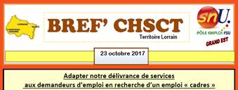 Bref’CHSCT Territoire Lorrain du 23 octobre 2017