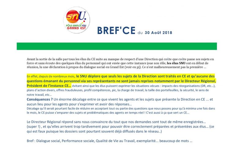 BREF’ CE du 30 août 2018