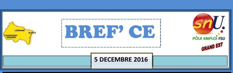 BREF’CE du 5 décembre 2016